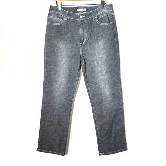 Chico's Platinum 2 gray straight leg jeans size 12 B163 - Picture 1 of 3